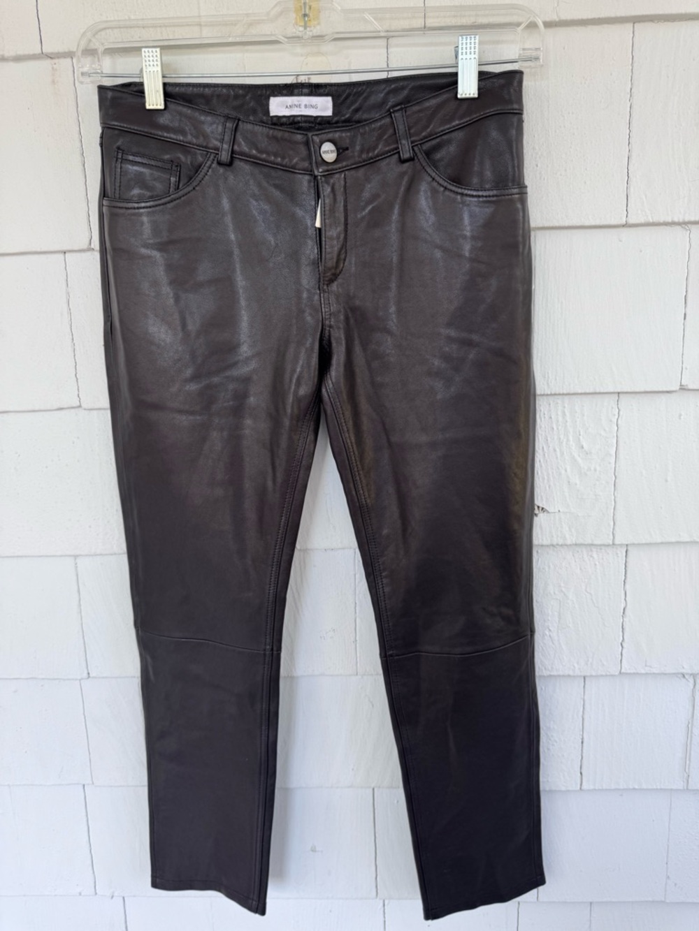 Anine Bing Lamb Leather Ankle Pants Black size XS